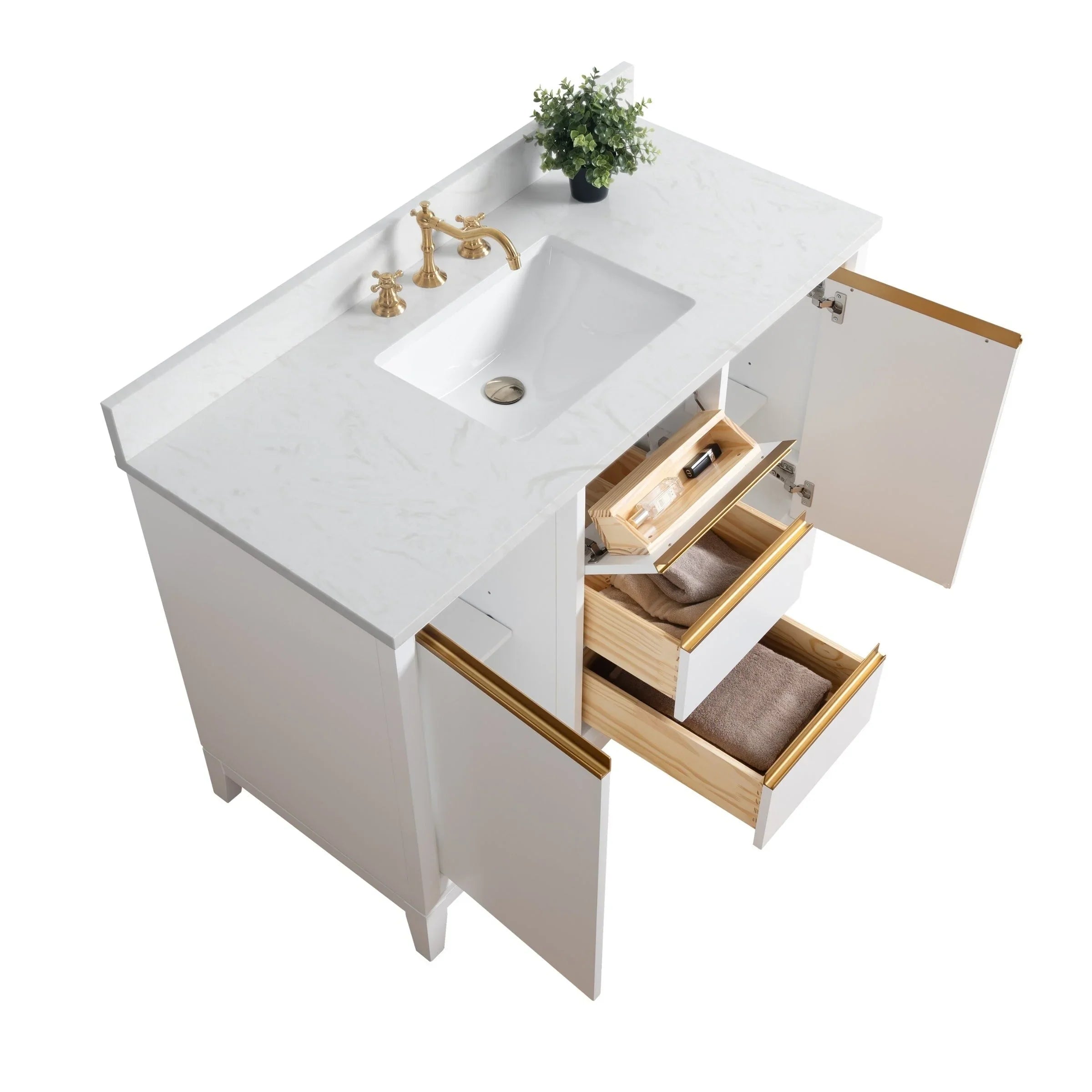 Mueble de baño Vanity Art con lavabo de cerámica y encimera de mármol de ingeniería