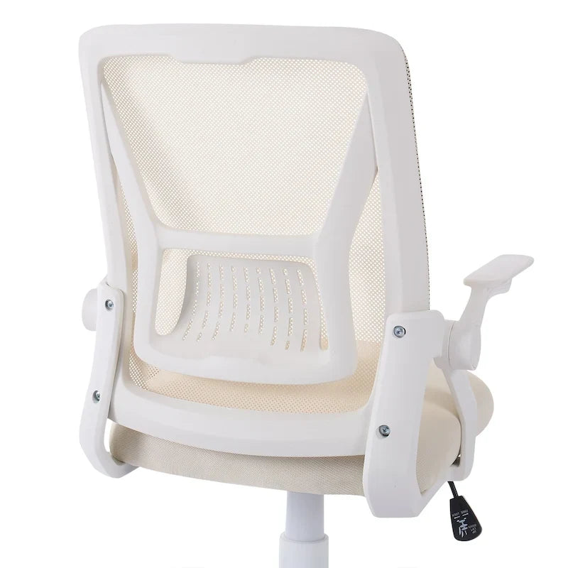 Silla de oficina Javlergo con respaldo medio giratorio y soporte lumbar, silla ergonómica de malla para ordenador con reposabrazos