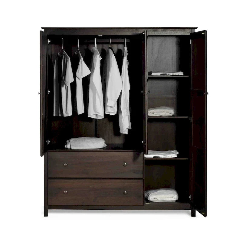Armario de madera Shaker de 3 puertas Grain Wood Furniture - 60x72x22