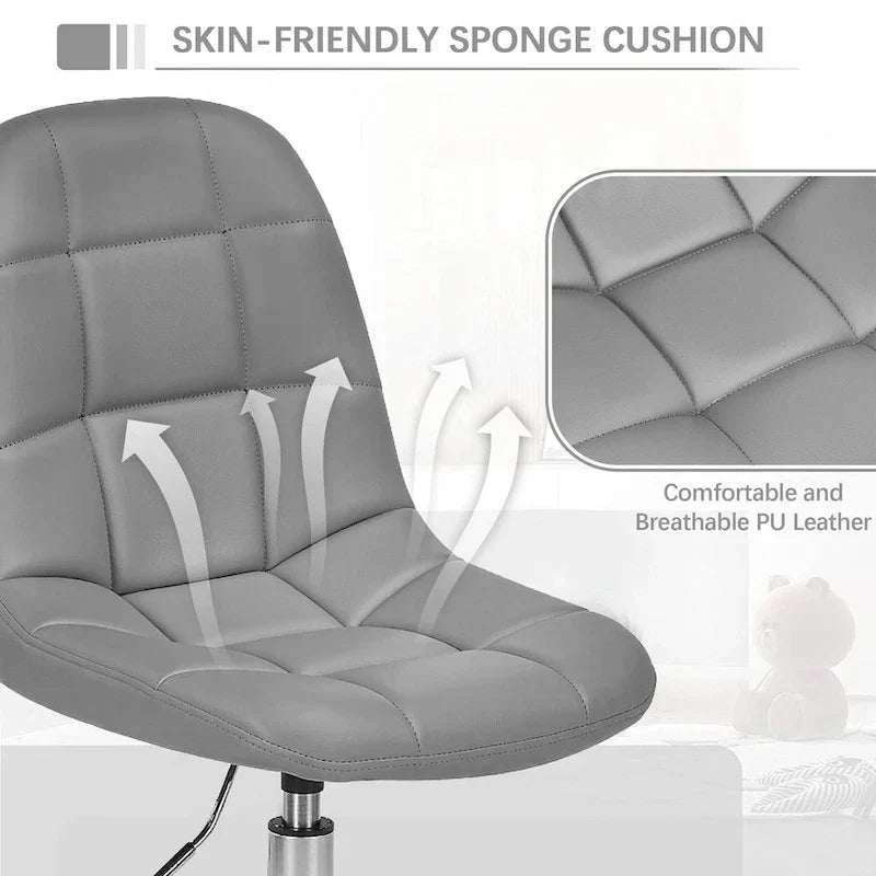 Silla de oficina en casa sin brazos Javlergo, silla de escritorio de computadora con ruedas y altura ajustable