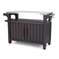 Carro Servidor para Fiestas de Parrilla al Aire Libre con Ruedas y Almacenamiento Marrón Oscuro - 35.4 H x 48.7 W x 20.4 D