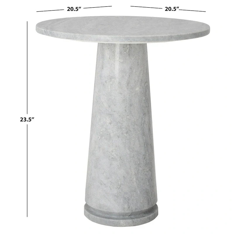 SAFAVIEH Couture Ghicu - Mesa auxiliar redonda alta de mármol - 22 pulg. An x 21 pulg. Prof. x 24 pulg. Al - 21 An x 21 Prof. x 24 Al