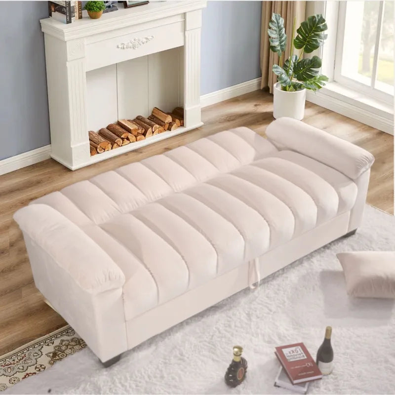 Sofá cama convertible de almacenamiento de terciopelo de 82.7" con 2 almohadas