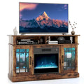 Mueble para TV con chimenea eléctrica, luces LED y mandos a distancia