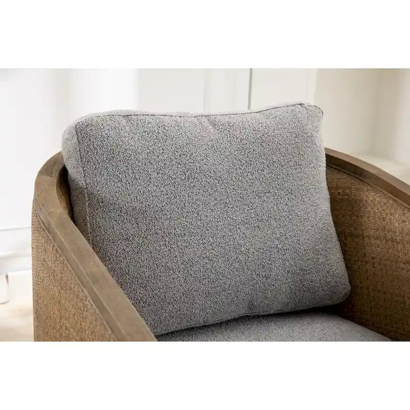 Sillón Giratorio de Barril, Cómodo Sillón Redondo Decorativo, Sillón Club Giratorio de Barril de 360 Grados, Sillón de Ocio con Estructura Tejida de Ratán