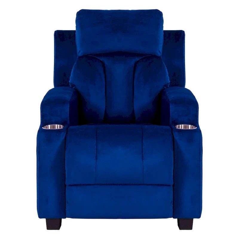 Sillón Reclinable Deluxe para Niños con Reposapiés, Reposacabezas y 2 Portavasos, Reclinable Infantil de Microfibra para Mayores de 3 Años
