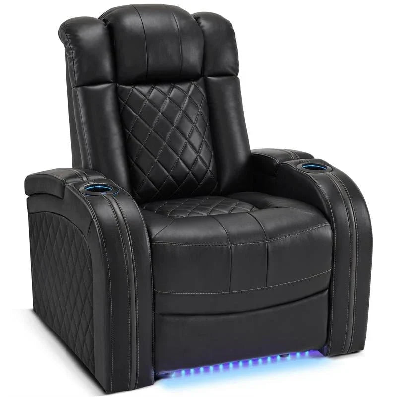 MCombo Sillón reclinable eléctrico con reposacabezas ajustable, asiento de cine en casa de dos motores con puerto USB, cuero transpirable HTS411
