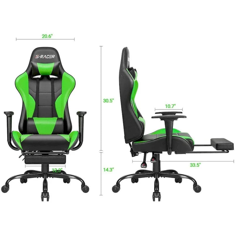 Silla Gamer con Reposapiés - Silla de Escritorio Ergonómica