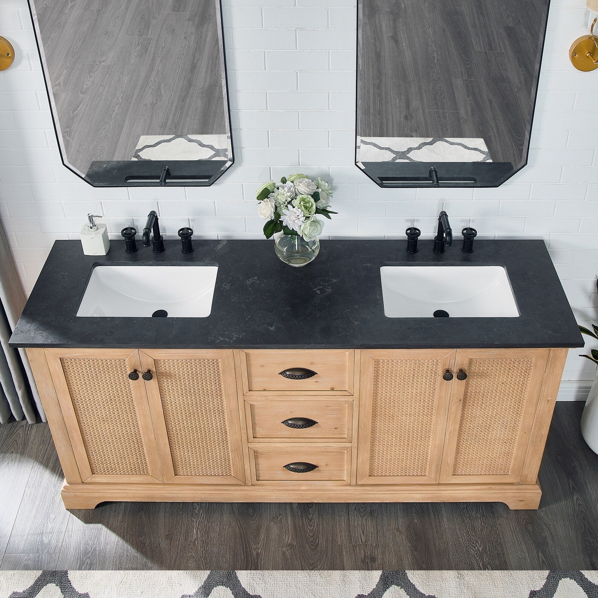 Mueble de baño Hervas con encimera de mármol natural sin espejo