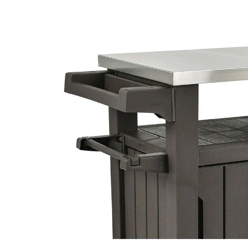 Carro Servidor para Fiestas de Parrilla al Aire Libre con Ruedas y Almacenamiento Marrón Oscuro - 35.4 H x 48.7 W x 20.4 D