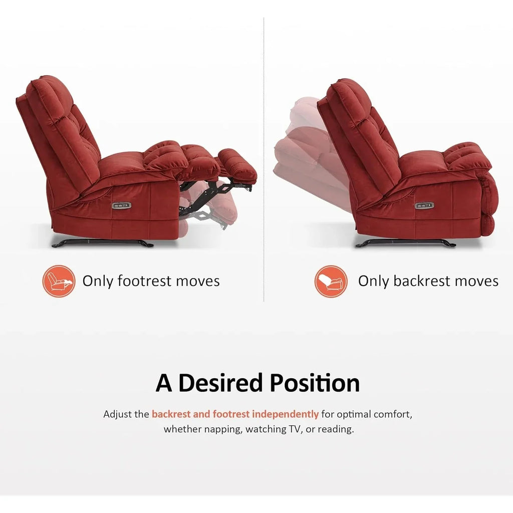MCombo Sillón reclinable de balanceo eléctrico sin brazos con doble motor de gran tamaño, reclinable sin brazos, perfecto para sala de estar, tela PR607