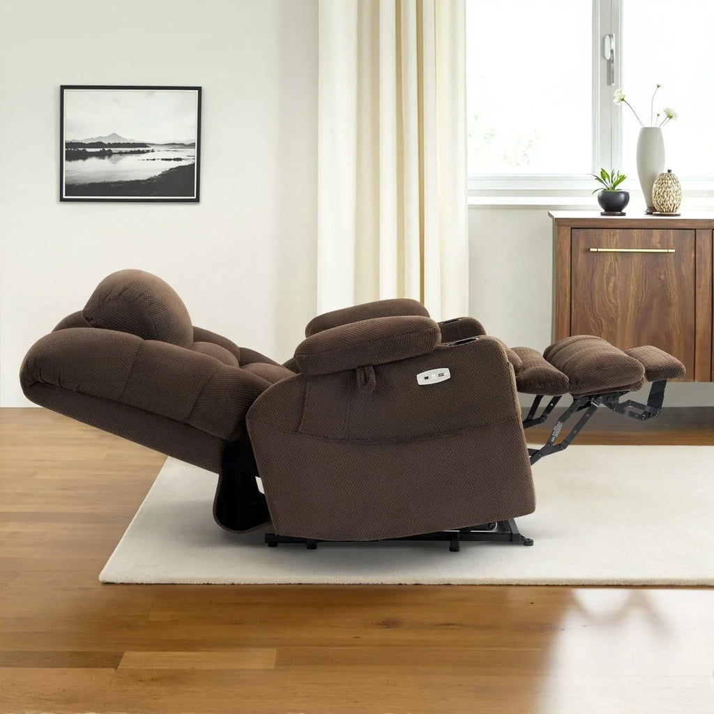MCombo Sillón reclinable elevador eléctrico con motor dual ancho grande, masaje y doble calefacción para personas mayores altas y corpulentas, tela R7635