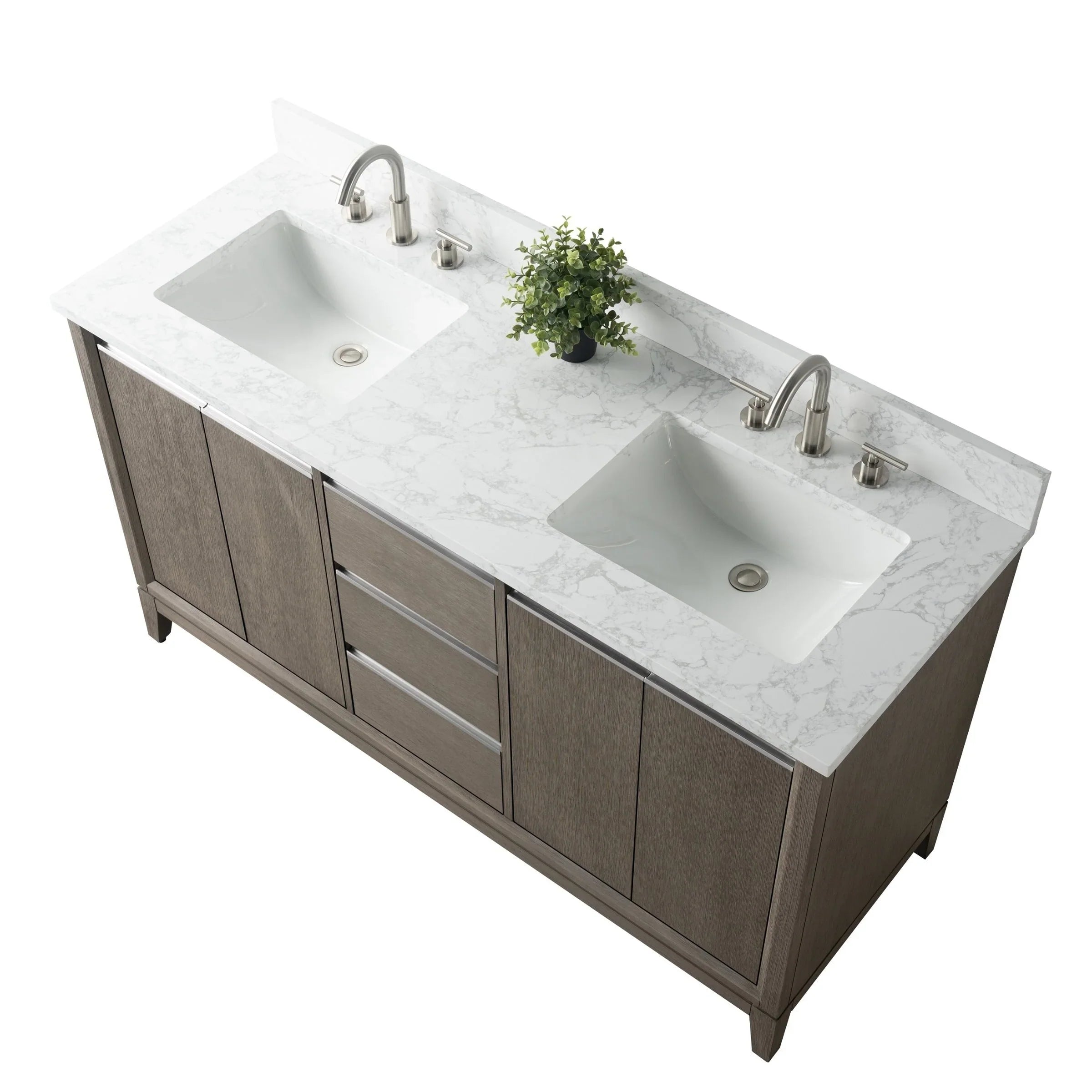 Mueble de baño Vanity Art con lavabo de cerámica y encimera de mármol de ingeniería