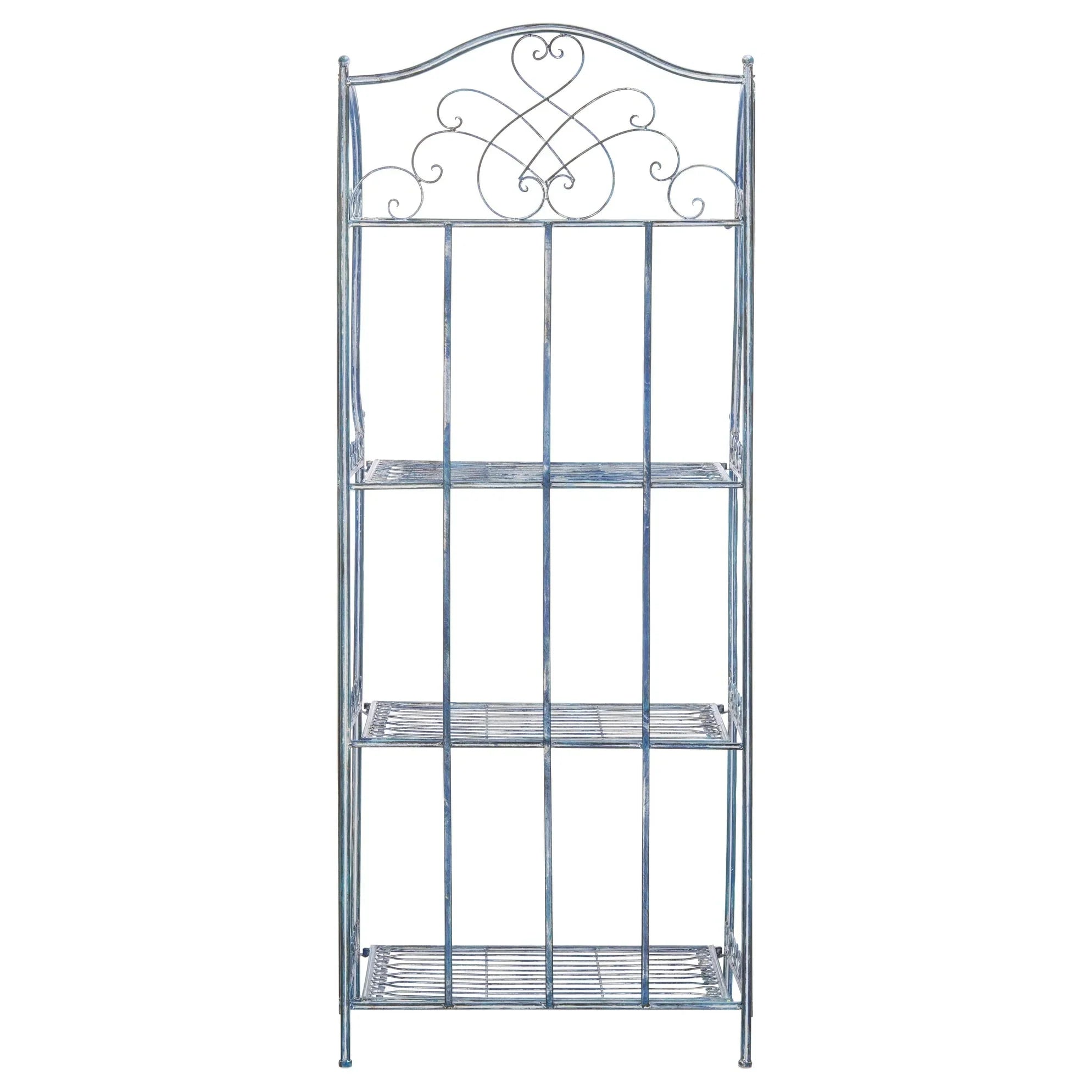SAFAVIEH Bryn Estantería de panadero victoriana de hierro forjado de 4 niveles para exteriores - 25 pulg. An. x 15 pulg. Prof. x 63 pulg. Al. - 25 An. x 15 Prof. x 63 Al.