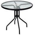 Mesa redonda de 32" para patio exterior Costway con cubierta de vidrio templado