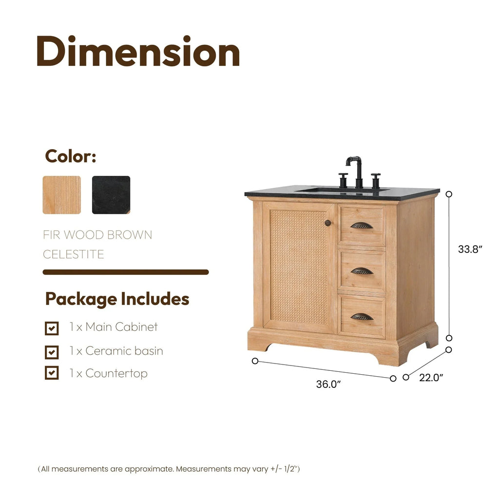 Mueble de baño Hervas con encimera de mármol natural sin espejo