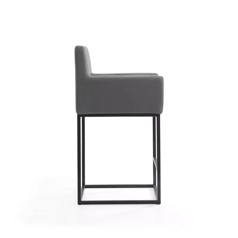 Sgabello da bar moderno con braccioli, altezza bancone - Seduta in vera pelle, gambe in metallo, completamente assemblato