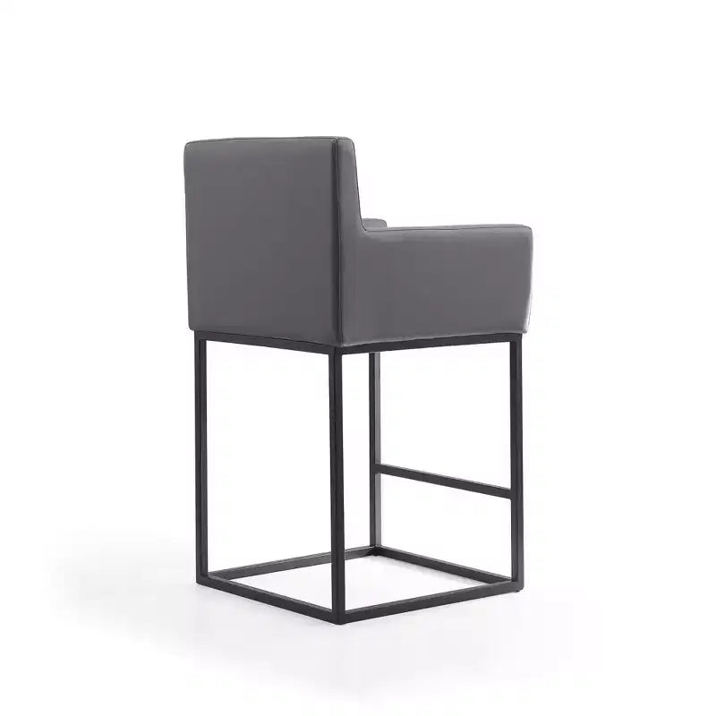 Sgabello da bar moderno con braccioli, altezza bancone - Seduta in vera pelle, gambe in metallo, completamente assemblato