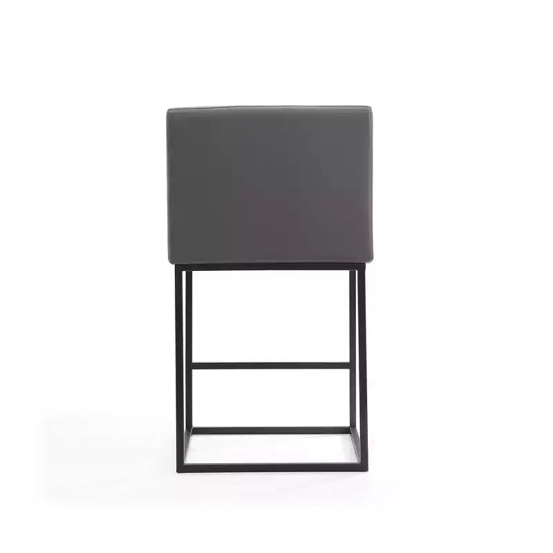 Sgabello da bar moderno con braccioli, altezza bancone - Seduta in vera pelle, gambe in metallo, completamente assemblato