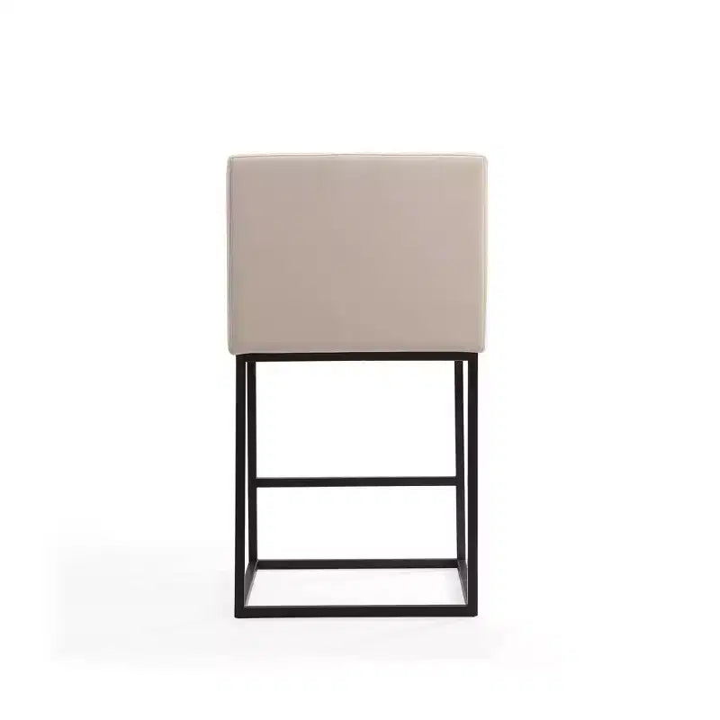 Sgabello da bar moderno con braccioli, altezza bancone - Seduta in vera pelle, gambe in metallo, completamente assemblato