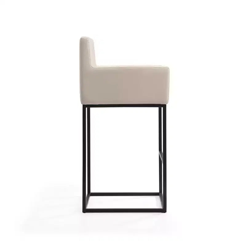 Sgabello da bar moderno con braccioli, altezza bancone - Seduta in vera pelle, gambe in metallo, completamente assemblato