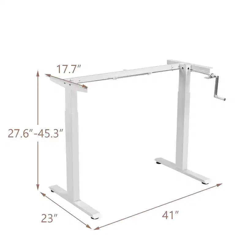 Struttura per scrivania sit-stand regolabile in altezza con manovella - da 70 cm a 115 cm, Bianca