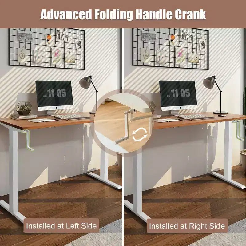 Struttura per scrivania sit-stand regolabile in altezza con manovella - da 70 cm a 115 cm, Bianca