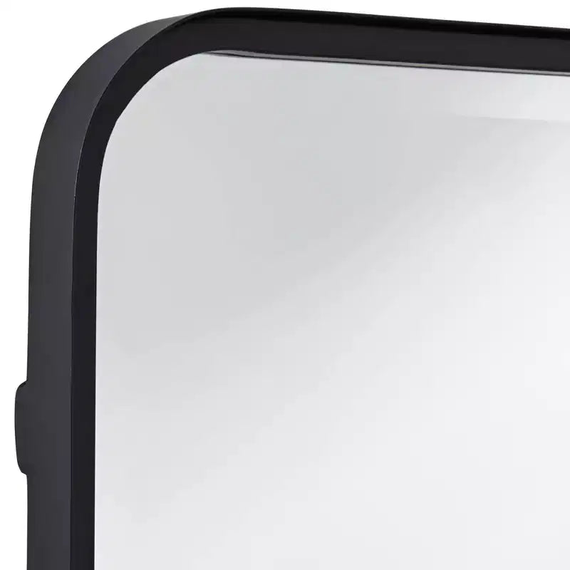Espejo de pared rectangular con bordes redondeados para tocador - Marco de hierro negro biselado, 24"