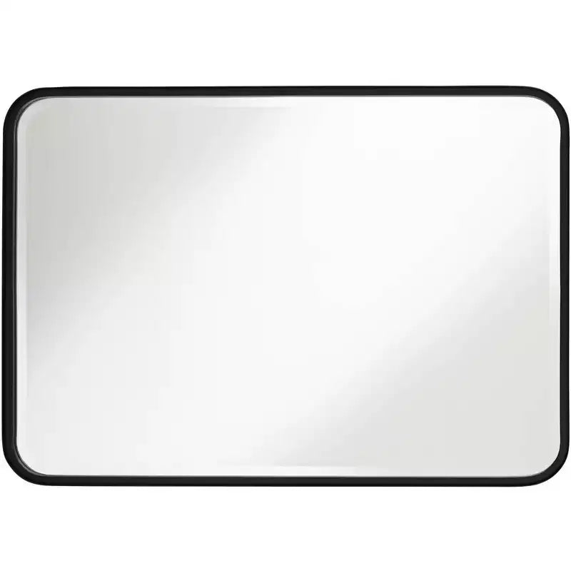 Espejo de pared rectangular con bordes redondeados para tocador - Marco de hierro negro biselado, 24"