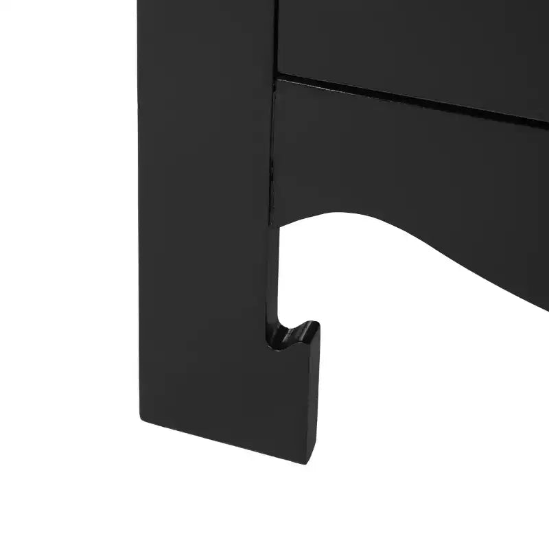 Comodino a 3 cassetti con curve di ispirazione asiatica - Finitura nera