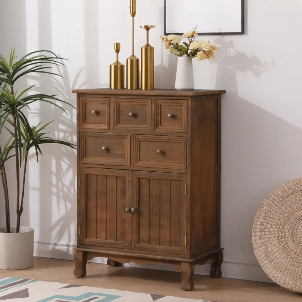 Mueble auxiliar rústico de madera marrón para almacenamiento en la sala de estar
