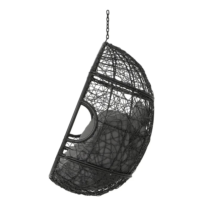 Sillón Colgante de Exterior de Mimbre Impermeable con Cojines, Asiento de Hamaca - Capacidad de 136 kg