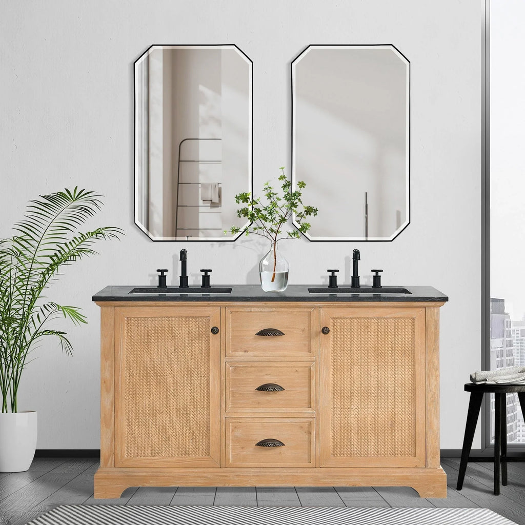 Mueble de baño Hervas con encimera de mármol natural sin espejo