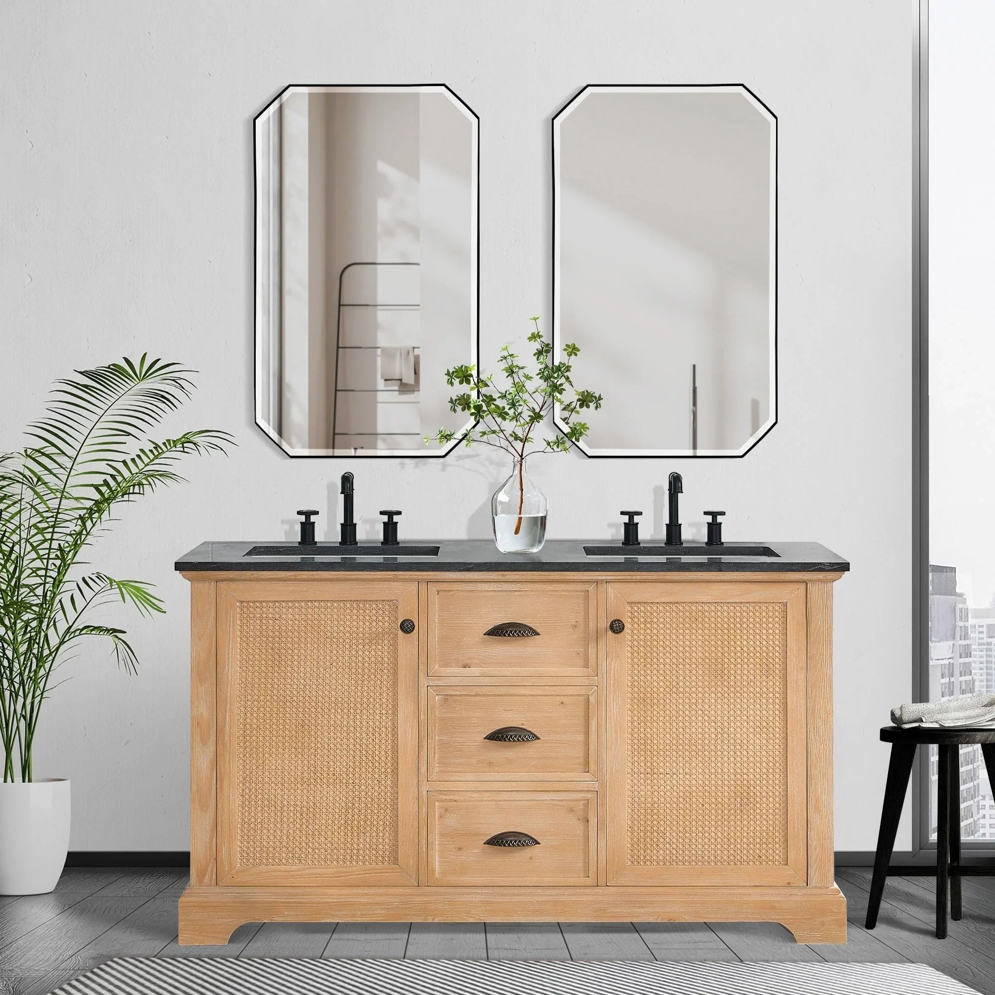 Mueble de baño Hervas con encimera de mármol natural sin espejo