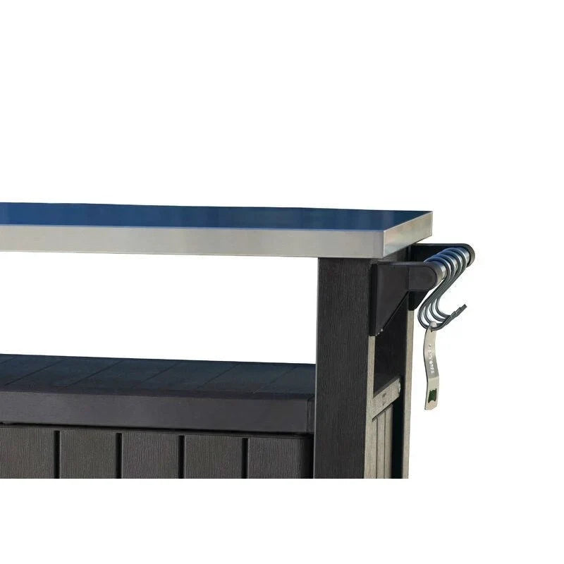 Carro Servidor para Fiestas de Parrilla al Aire Libre con Ruedas y Almacenamiento Marrón Oscuro - 35.4 H x 48.7 W x 20.4 D