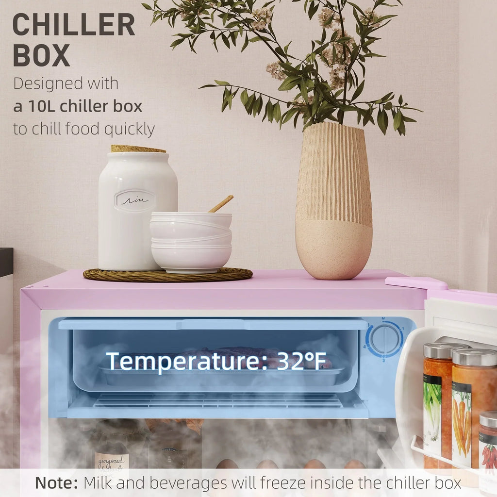 Mini Frigo da 3,2 Cu.Ft con Congelatore, Frigorifero Compatto a Porta Singola con Termostato Regolabile per Camera da Letto