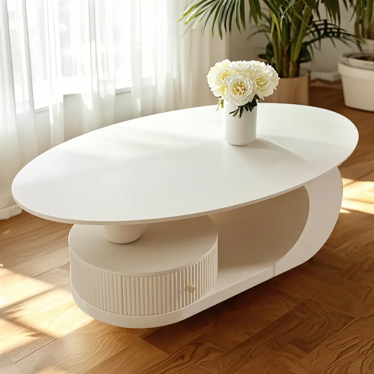 Mesa de centro moderna con cubierta de piedra blanca y resistente a los arañazos