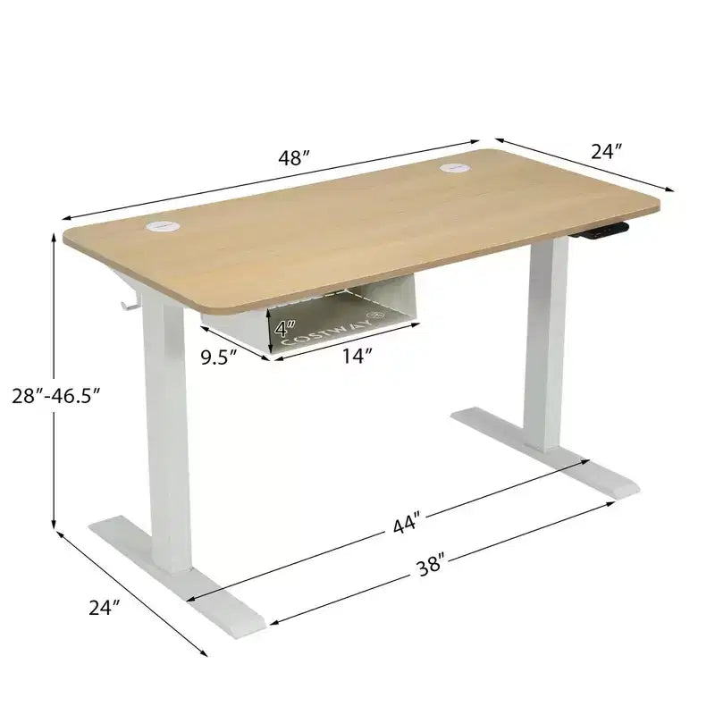 Scrivania regolabile elettricamente in altezza da 48" con pannello di controllo e porta USB