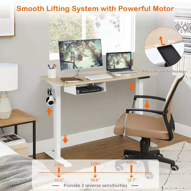 Scrivania regolabile elettricamente in altezza da 48" con pannello di controllo e porta USB