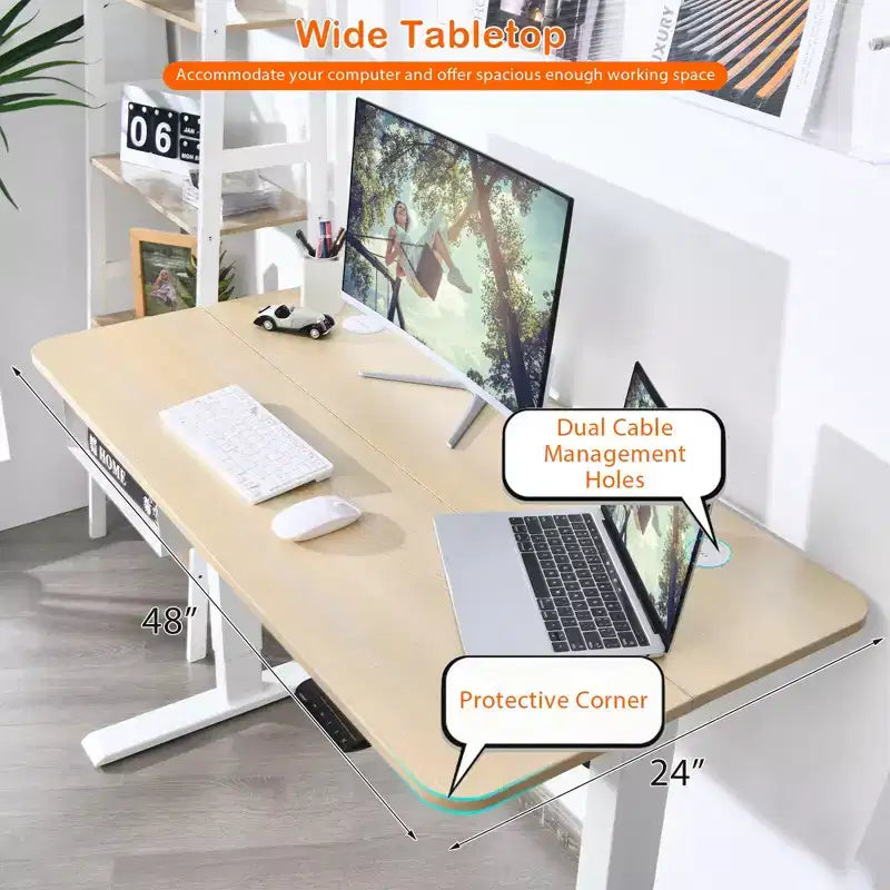 Scrivania regolabile elettricamente in altezza da 48" con pannello di controllo e porta USB