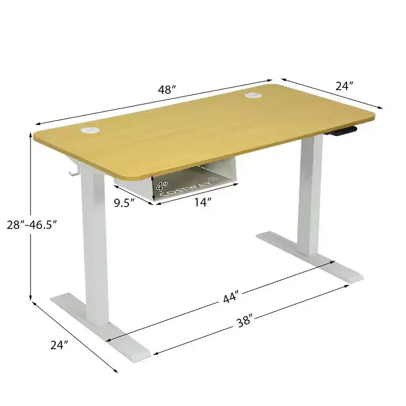 Scrivania regolabile elettricamente in altezza da 48" con pannello di controllo e porta USB