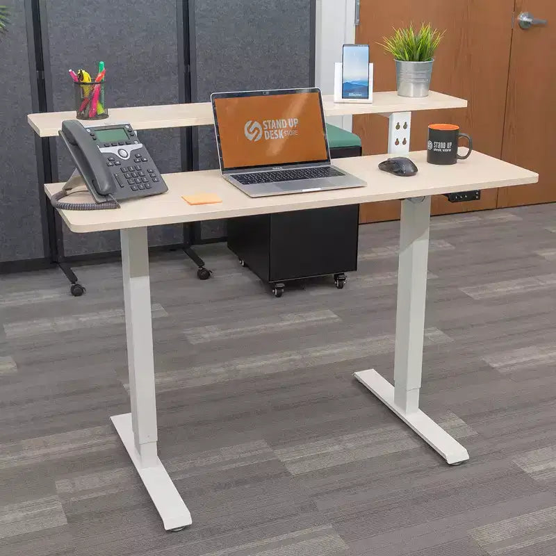 Scrivania a due piani compatta ed elettrica regolabile in altezza - 122 cm di larghezza