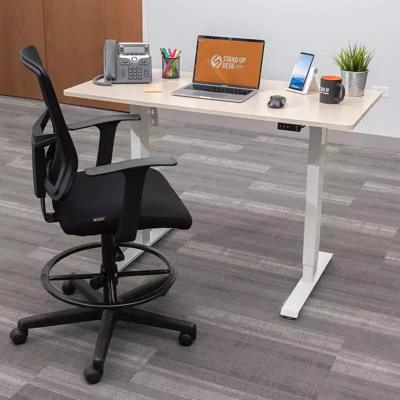 Scrivania a due piani compatta ed elettrica regolabile in altezza - 122 cm di larghezza
