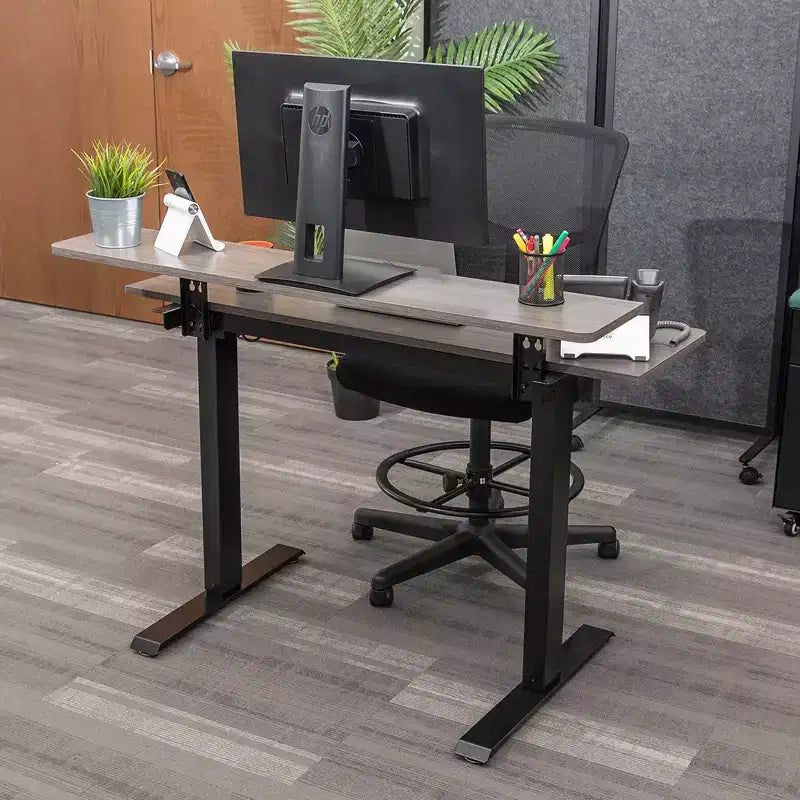 Scrivania a due piani compatta ed elettrica regolabile in altezza - 122 cm di larghezza