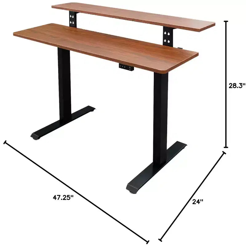 Scrivania a due piani compatta ed elettrica regolabile in altezza - 122 cm di larghezza