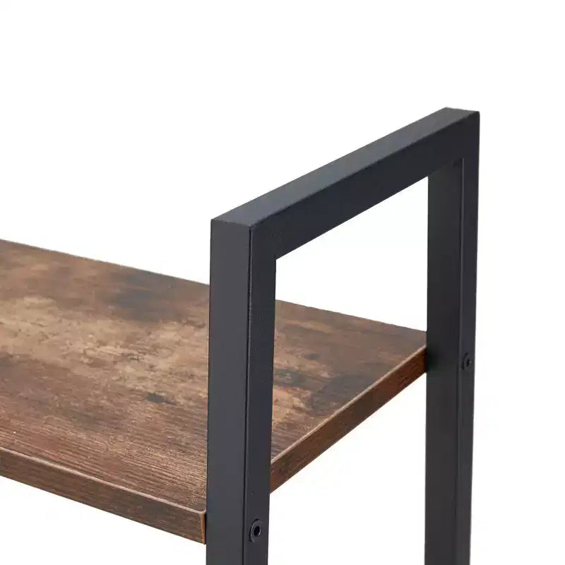 Scaffale portaoggetti rustico moderno a 4 ripiani in legno e acciaio