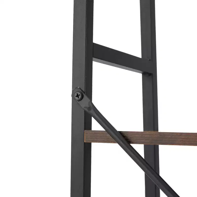 Scaffale portaoggetti rustico moderno a 4 ripiani in legno e acciaio