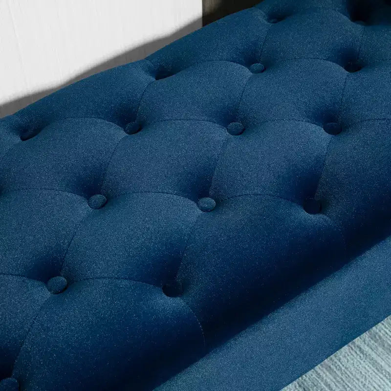 Panca contenitore capitonné con braccioli arrotolati - Panca da letto imbottita