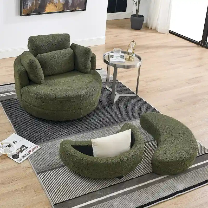 Sillón redondo giratorio grande con otomana de almacenamiento Moon