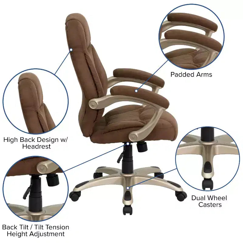 Sedia da ufficio ergonomica direzionale con schienale alto e base e braccioli in nylon argentato